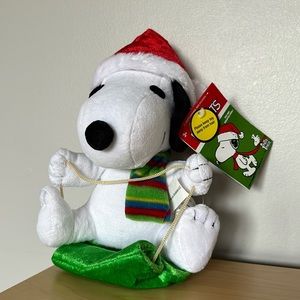 NWT Peanuts Snoopy Christmas Holiday Wobblin’ Toboggans Plushie